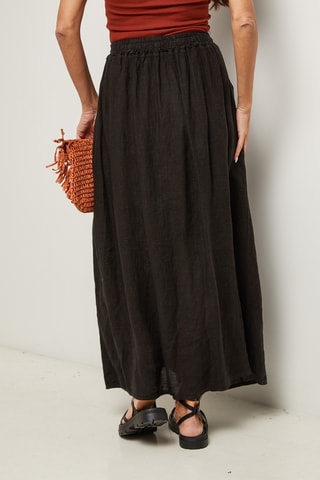 Gonna lunga in lino - Nero