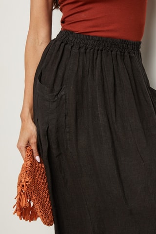 Gonna lunga in lino - Nero