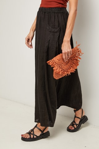 Gonna lunga in lino - Nero