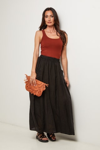 Gonna lunga in lino - Nero