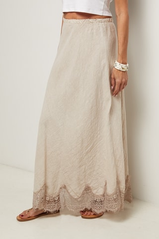 Gonna lunga in lino - Beige