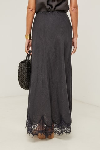 Gonna lunga in lino - Nero