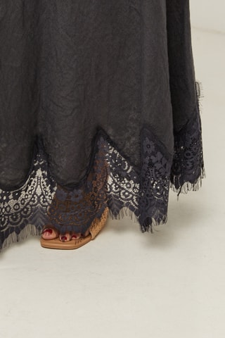 Gonna lunga in lino - Nero