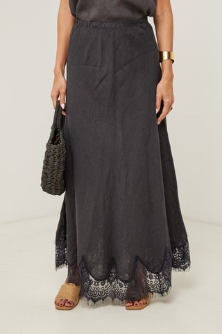 Gonna lunga in lino - Nero
