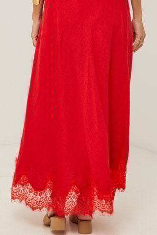 Gonna lunga in lino - Rosso
