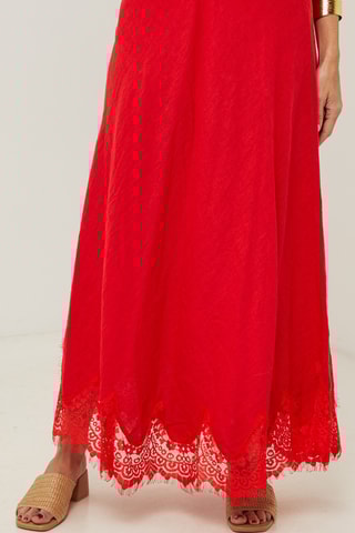 Gonna lunga in lino - Rosso