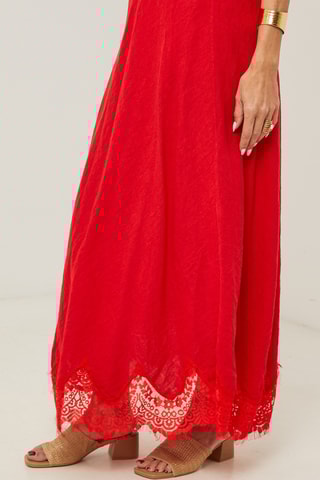 Gonna lunga in lino - Rosso