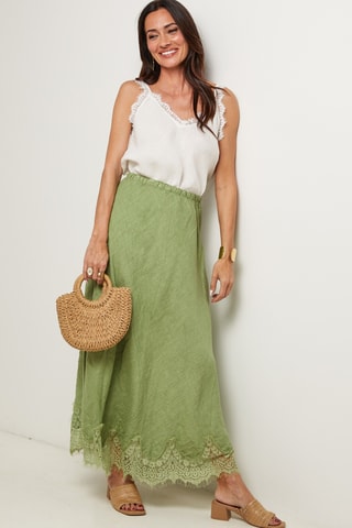 Gonna lunga in lino - Verde