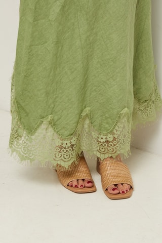 Gonna lunga in lino - Verde