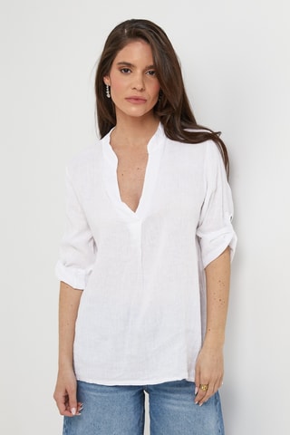Blusa in lino - Bianco
