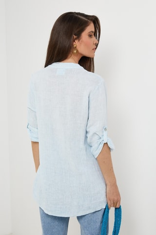 Blusa in lino - Blu