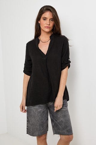 Blusa in lino - Nero