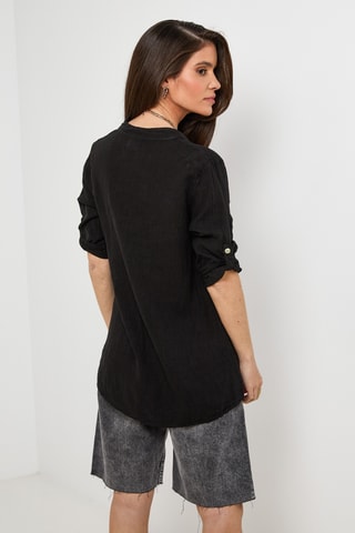 Blusa in lino - Nero