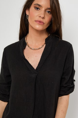 Blusa in lino - Nero