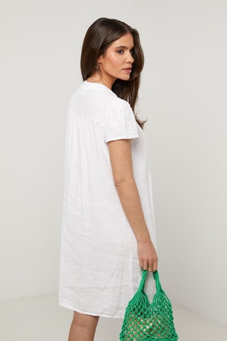 Abito taglio dritto in lino - Bianco