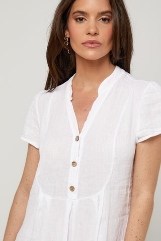 Abito taglio dritto in lino - Bianco