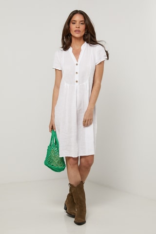 Abito taglio dritto in lino - Bianco