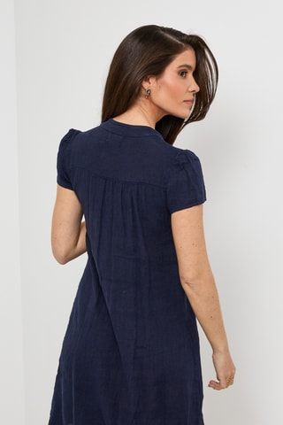 Abito taglio dritto in lino - Blu