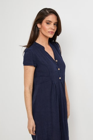 Abito taglio dritto in lino - Blu