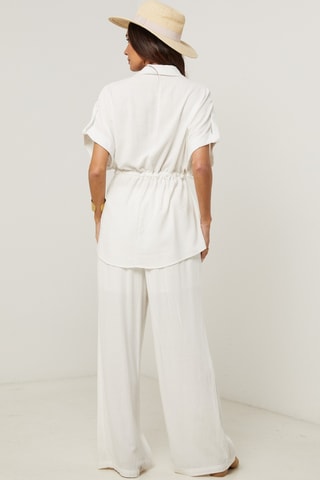 Camicia e pantaloni palazzo in lino - Bianco