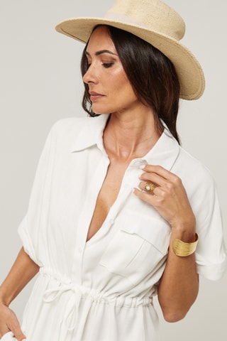 Camicia e pantaloni palazzo in lino - Bianco