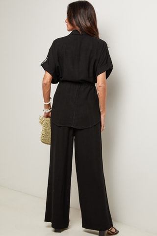 Camicia e pantaloni palazzo in lino - Nero