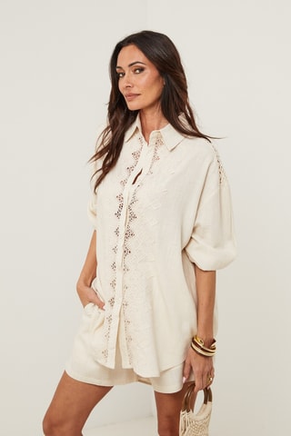 Camicia e shorts in lino - Beige