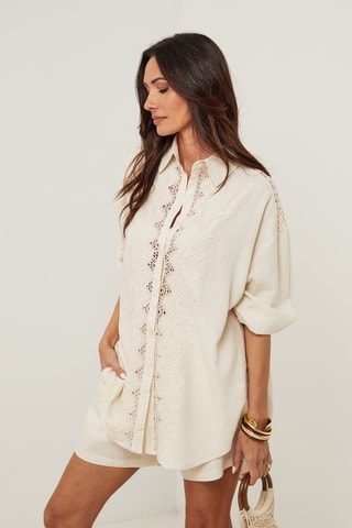 Camicia e shorts in lino - Beige