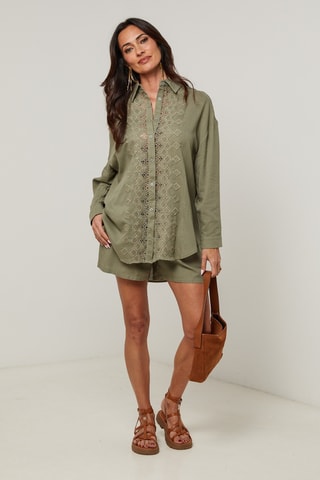 Camicia e shorts in lino - Kaki