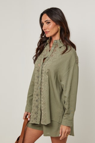 Camicia e shorts in lino - Kaki