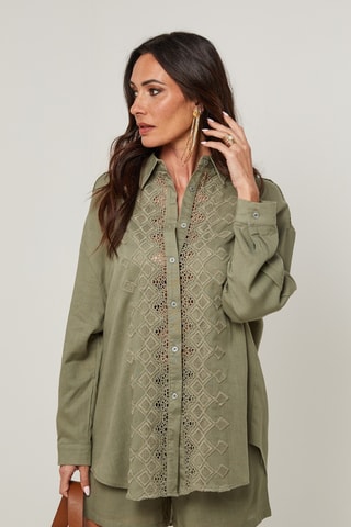 Camicia e shorts in lino - Kaki