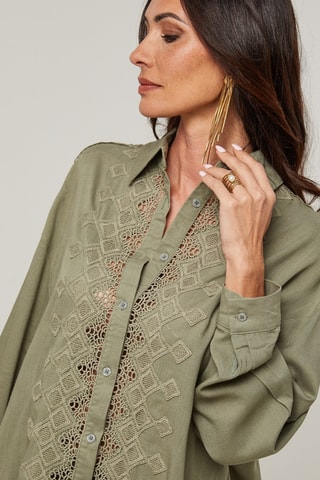 Camicia e shorts in lino - Kaki