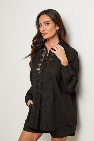 Camicia e shorts in lino - Nero