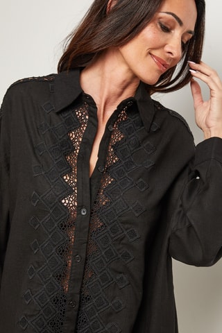 Camicia e shorts in lino - Nero