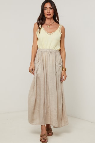 Gonna lunga in lino - Beige