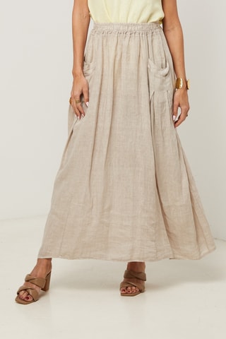 Gonna lunga in lino - Beige
