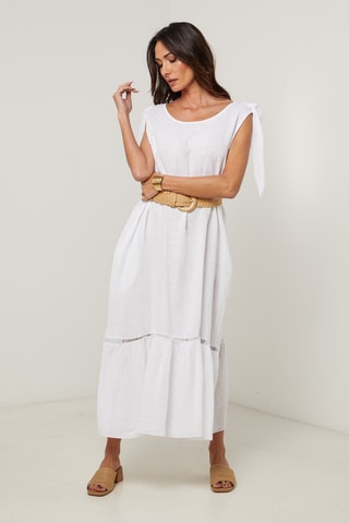 Abito lungo in lino - Bianco