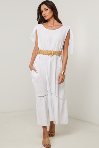 Abito lungo in lino - Bianco
