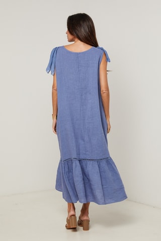 Abito lungo in lino - Blu