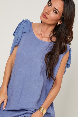 Abito lungo in lino - Blu