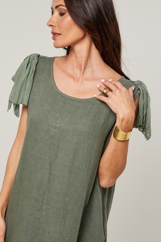 Abito lungo in lino - Kaki