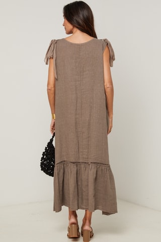 Abito lungo in lino - Grigio