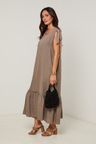 Abito lungo in lino - Grigio