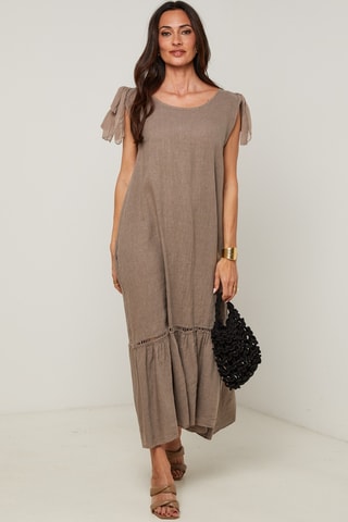 Abito lungo in lino - Grigio