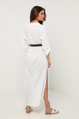 Abito a camicia in lino - Bianco