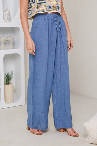 Pantaloni in lino - Blu