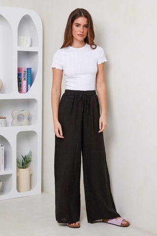 Pantaloni in lino - Nero