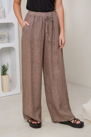 Pantaloni in lino - Grigio