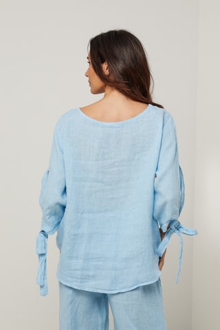 Blusa in lino - Blu