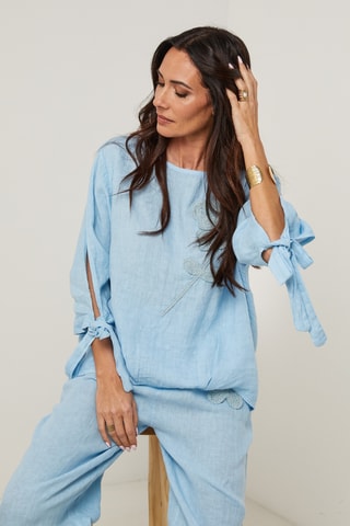 Blusa in lino - Blu